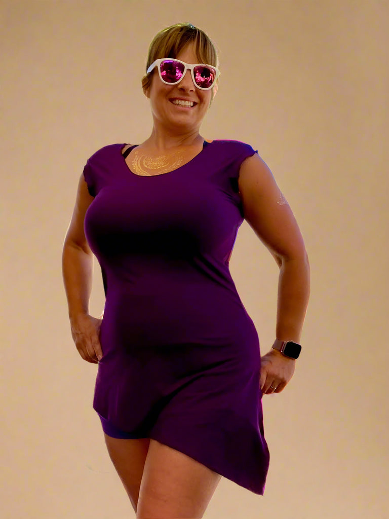 ASYMMETRICAL TUNIC WITH CAP SLEEVES